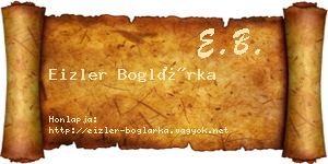 Eizler Boglárka névjegykártya
